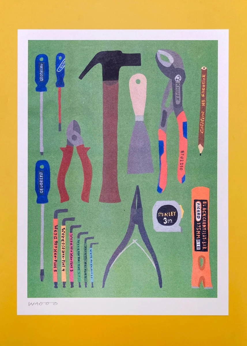 Affiche Riso Some tools from our toolbox 30x40 cm We are out of office