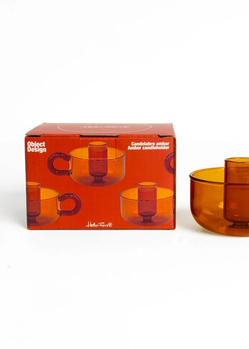 Bougeoir Classique Cristal Ambre H.Ferretti - Image 3