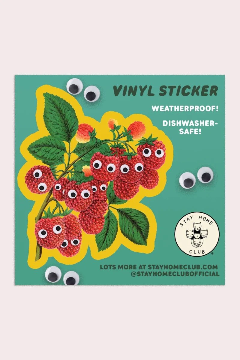 Autocollant Framboises Googly Stay Home Club