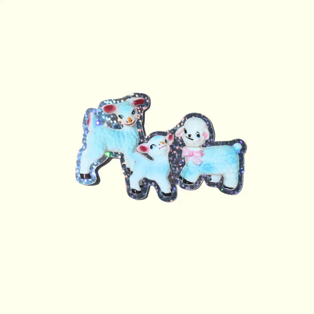 Autocollant Kitsch Lamb Family Glitter Riley Grae