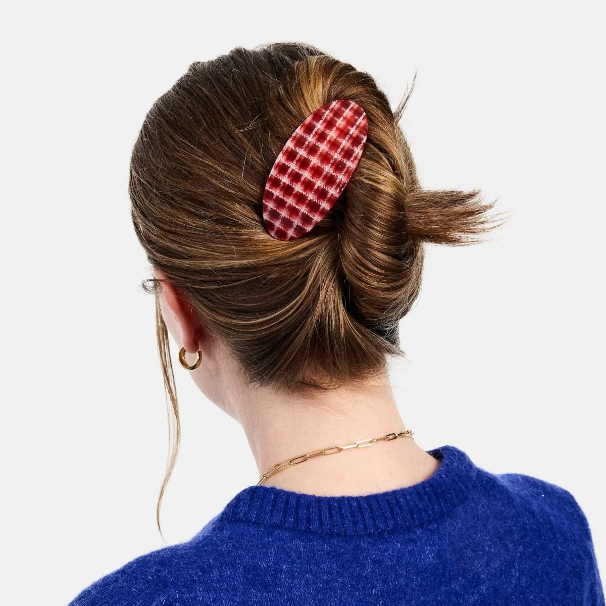 Barrette Ovale Carreaux Rouges Chunks - Image 2