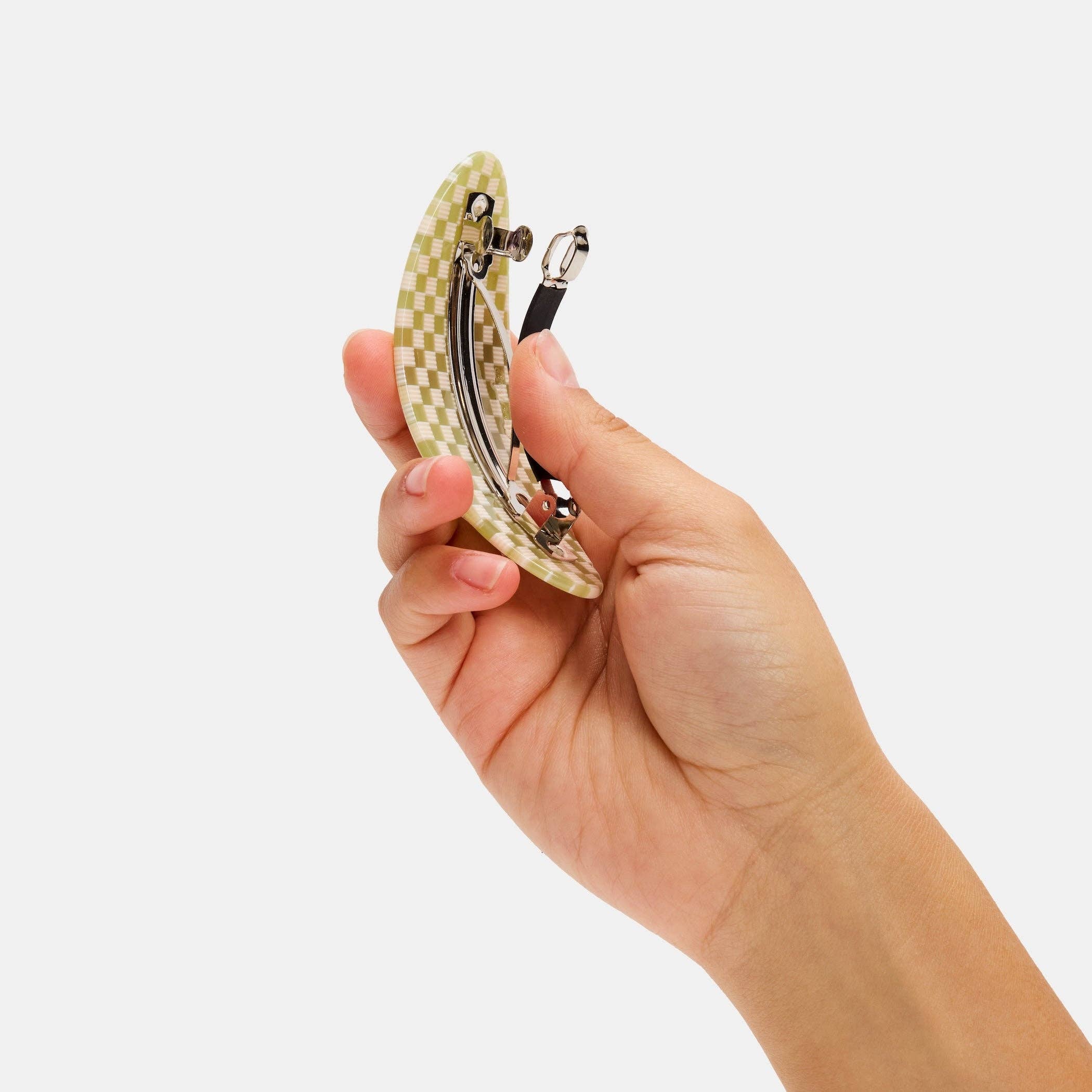 Barrette Ovale Damier Olive Chunks - Image 3