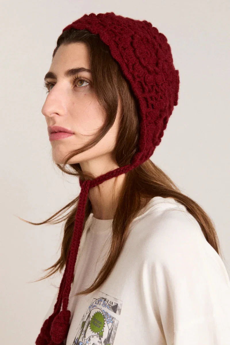 Bonnet Crochet Bourgogne Damson Madder