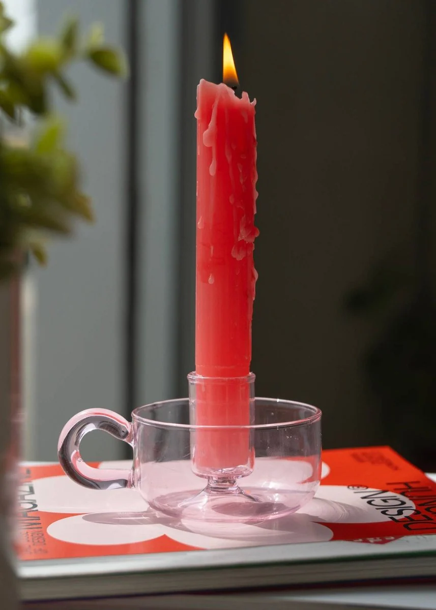Bougeoir Classique Cristal Rose H.Ferretti - Image 3