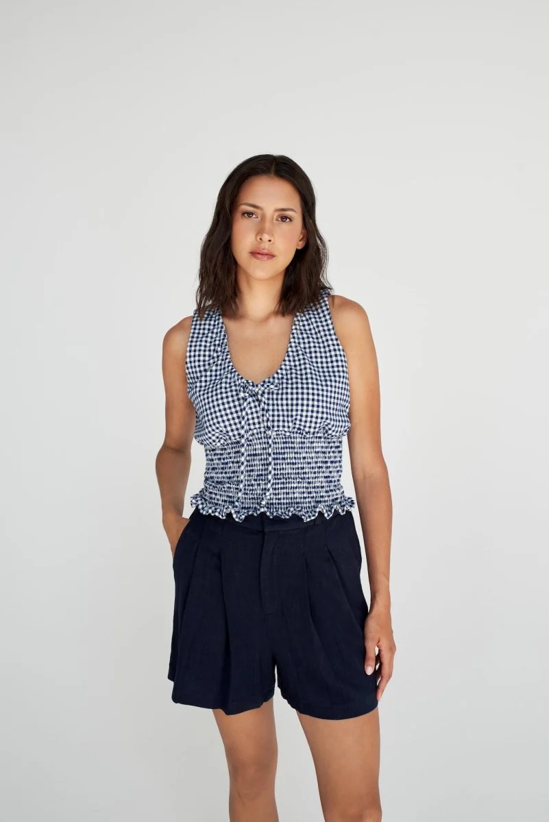 Camisole Alix Gingam Bleu Dailystory - Image 2