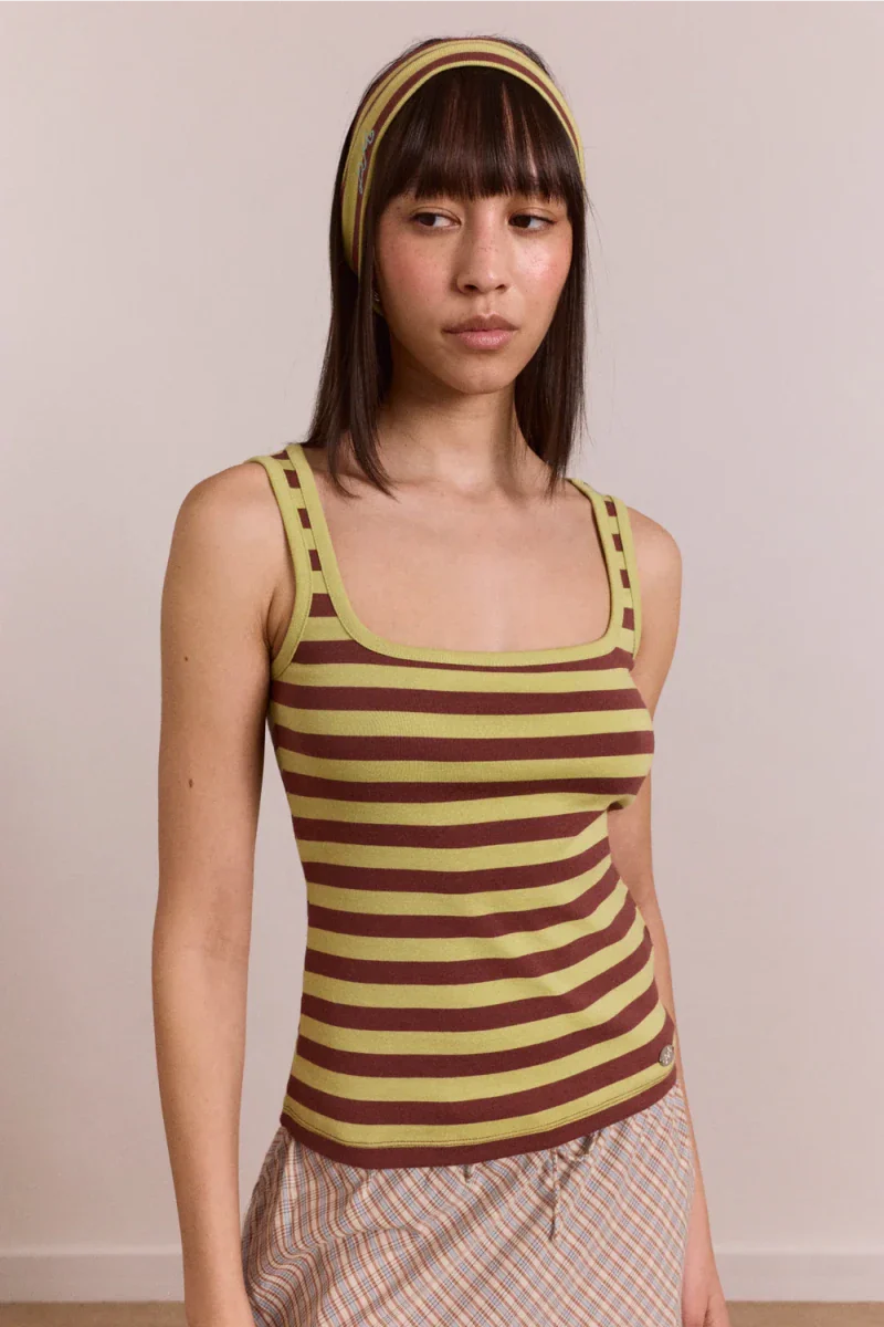 Camisole Avielle Rayures Vertes Damson Madder