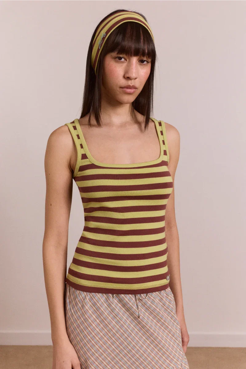 Camisole Avielle Rayures Vertes Damson Madder - Image 7