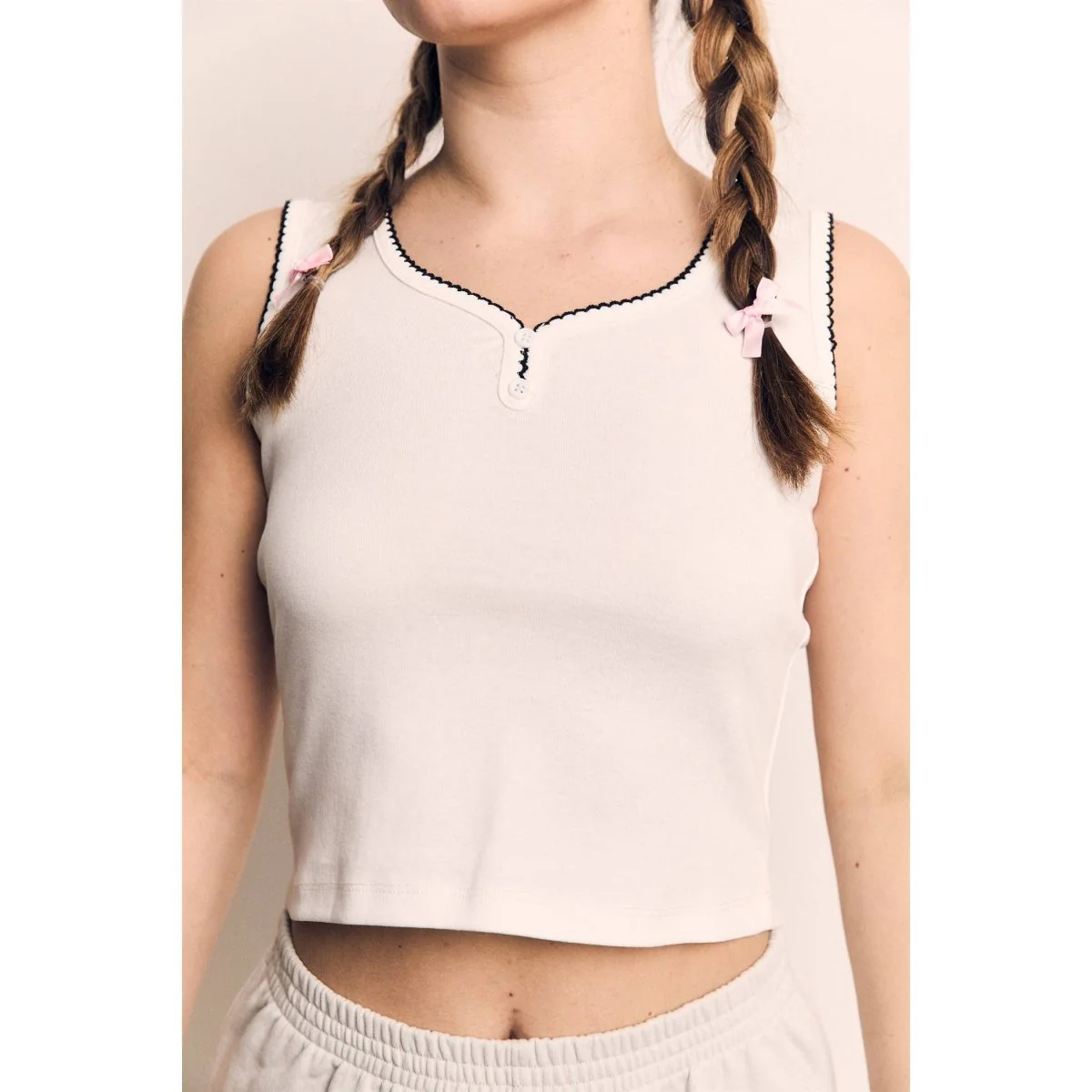 Camisole Blanche Couture Contrastée The Blank Lab - Image 2