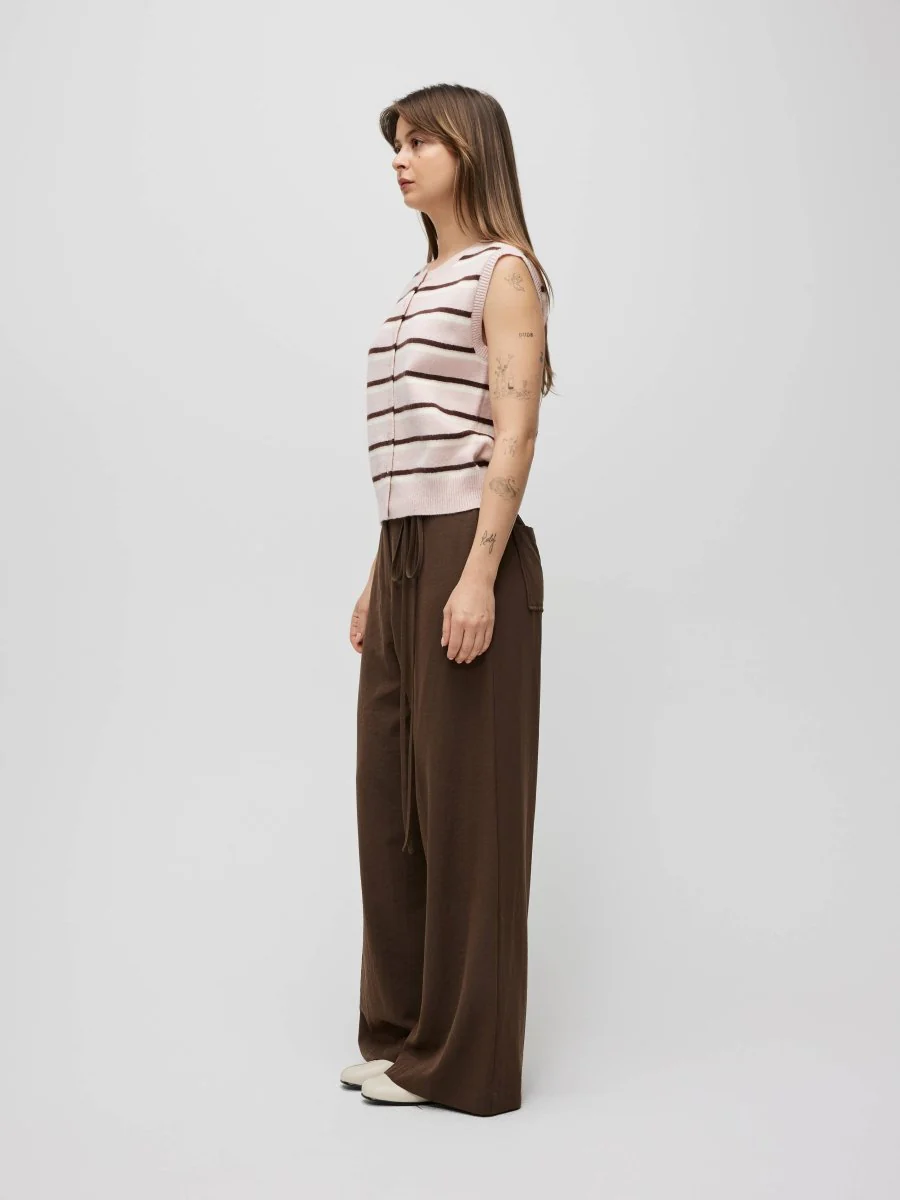 Camisole Boutonnée Emory Rayures Roses, Brunes et Ivoires All Row - Image 4