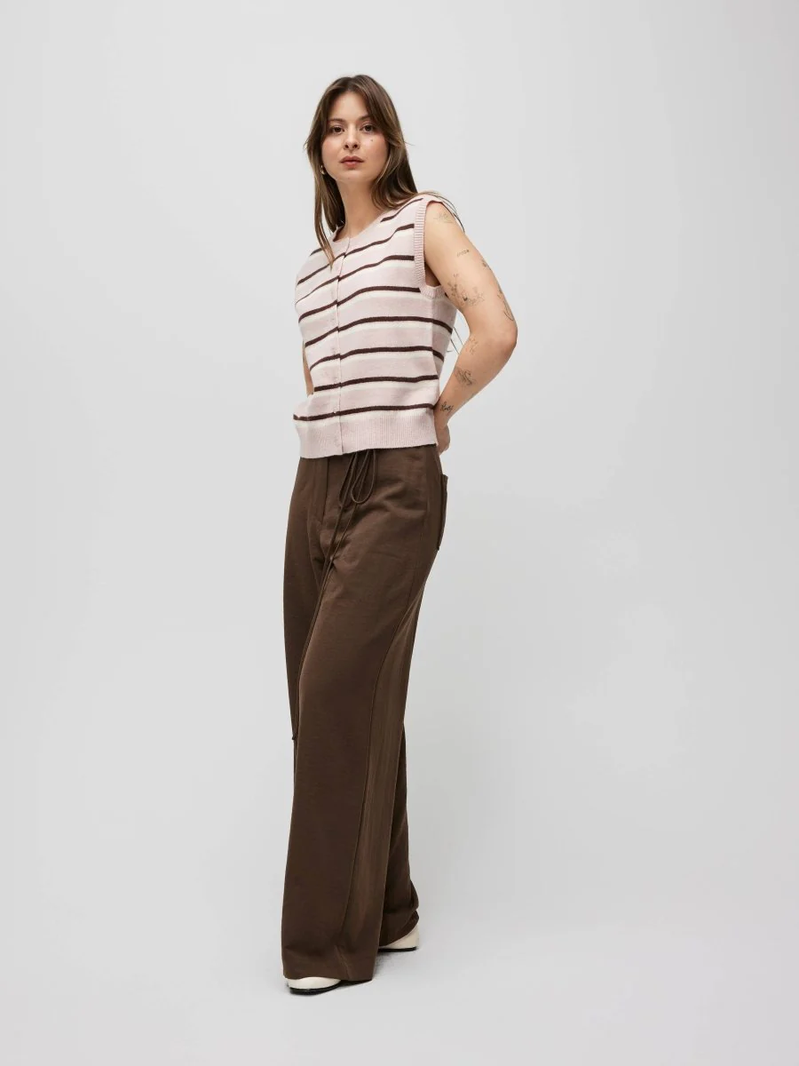 Camisole Boutonnée Emory Rayures Roses, Brunes et Ivoires All Row - Image 5