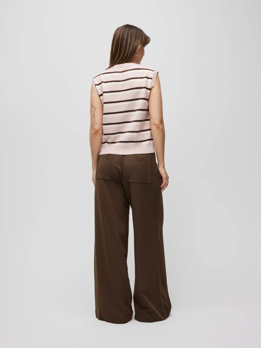 Camisole Boutonnée Emory Rayures Roses, Brunes et Ivoires All Row - Image 6