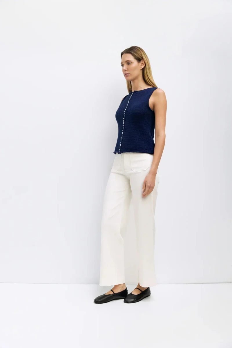 Camisole Boutonnée Marine Shelby All Row