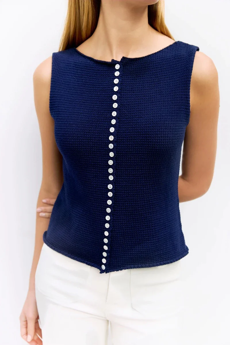 Camisole Boutonnée Marine Shelby All Row - Image 4