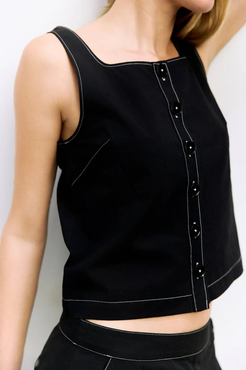 Camisole Romy Noire Coutures Contrastantes Mod Ref - Image 3