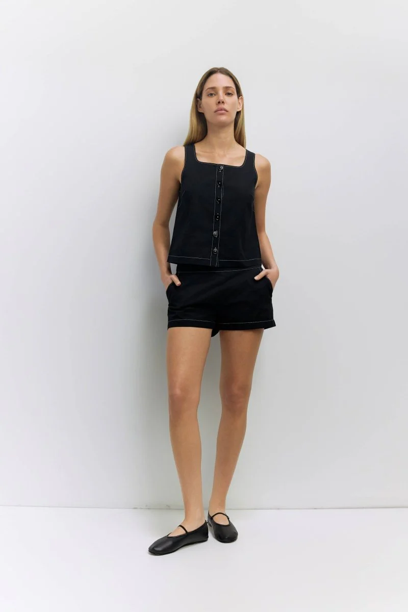 Camisole Romy Noire Coutures Contrastantes Mod Ref - Image 4