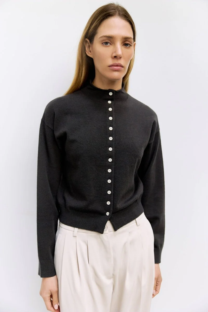 Cardigan Brooks Charcoal All Row - Image 2