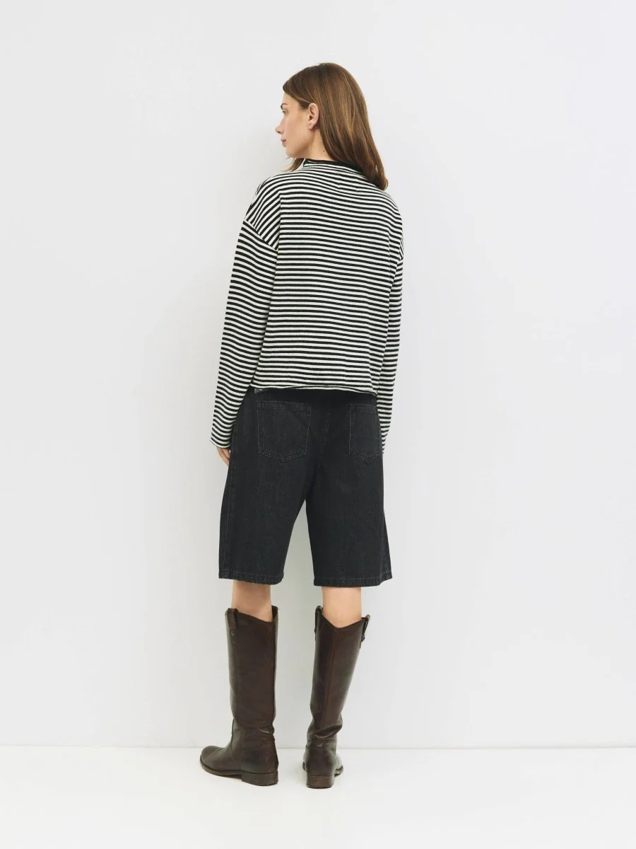 Cardigan Elisa Rayures Noires et Blanches All Row - Image 4