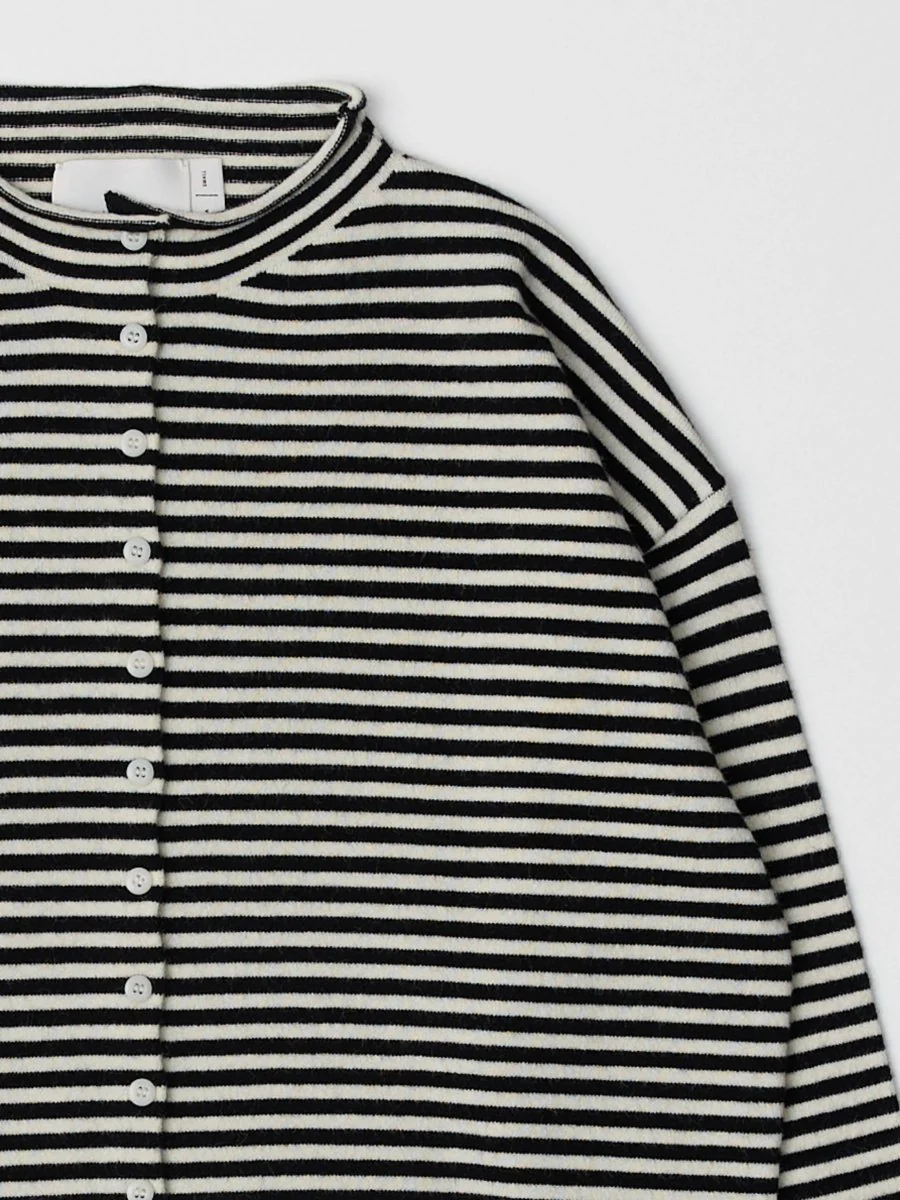 Cardigan Elisa Rayures Noires et Blanches All Row - Image 6