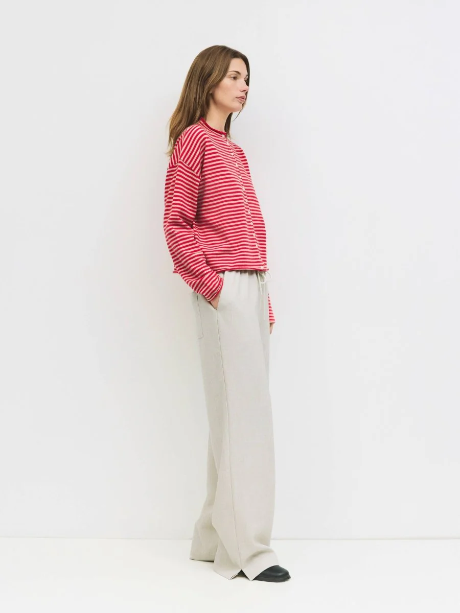 Cardigan Elisa Rayures Rouges et Beiges All Row - Image 2