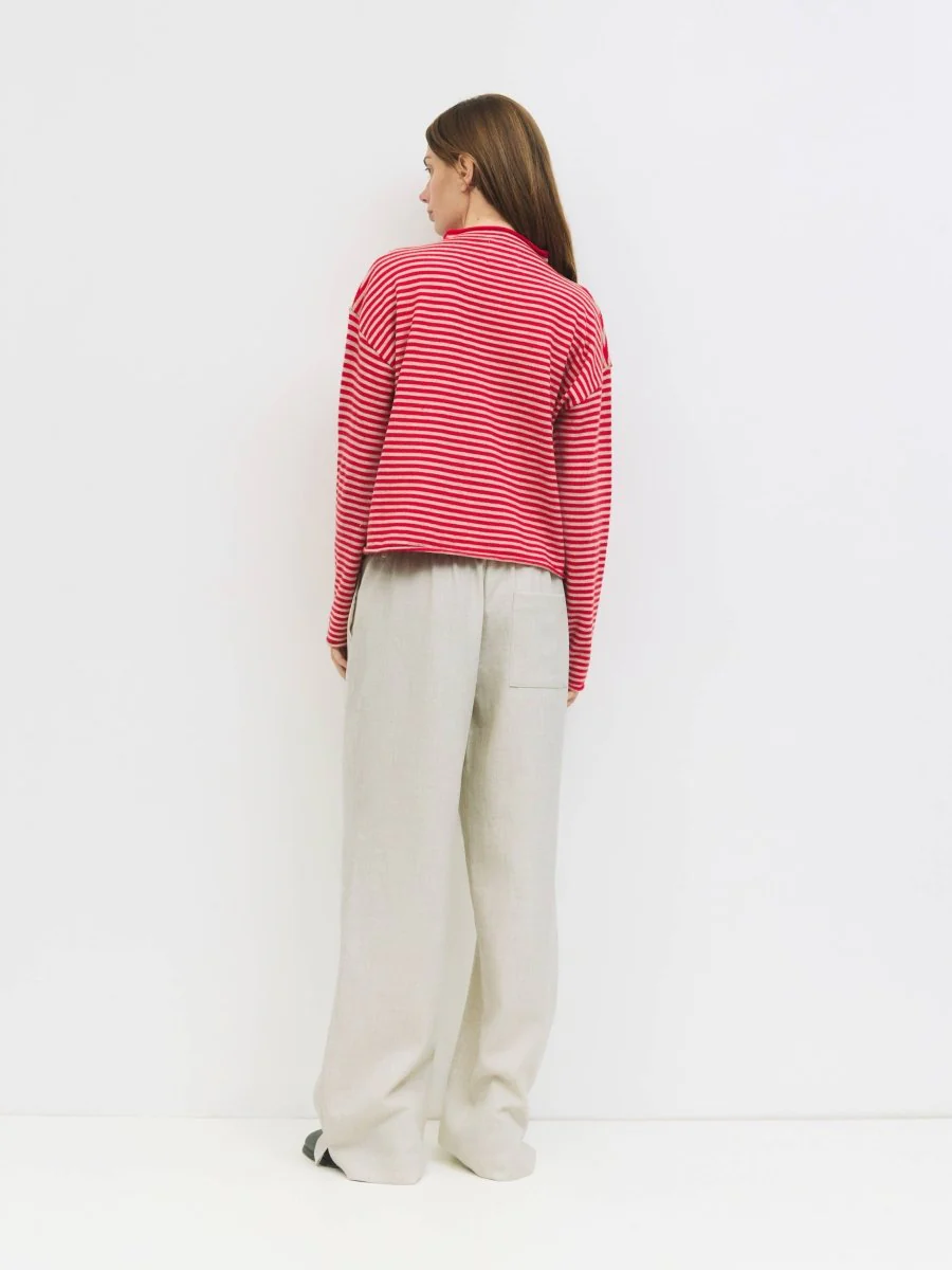 Cardigan Elisa Rayures Rouges et Beiges All Row - Image 3