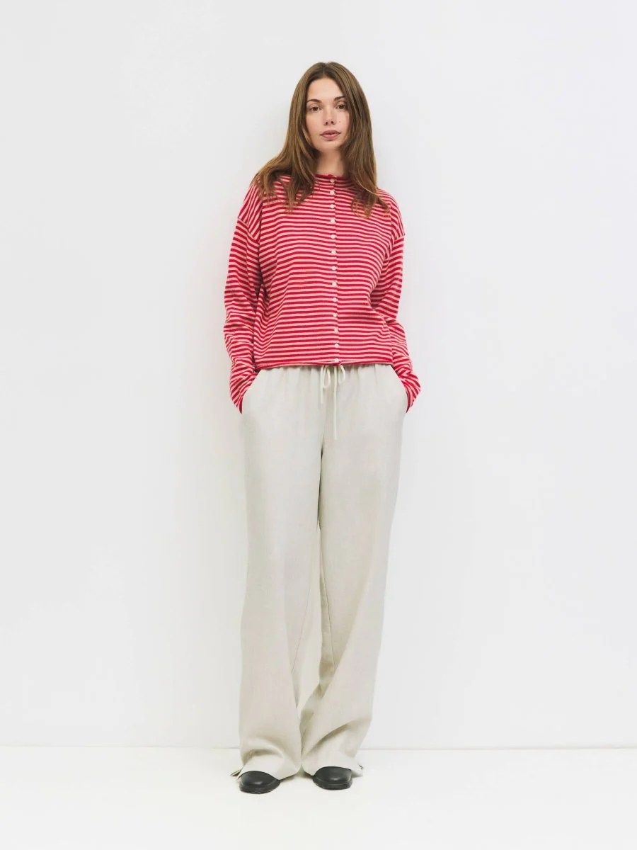 Cardigan Elisa Rayures Rouges et Beiges All Row - Image 4