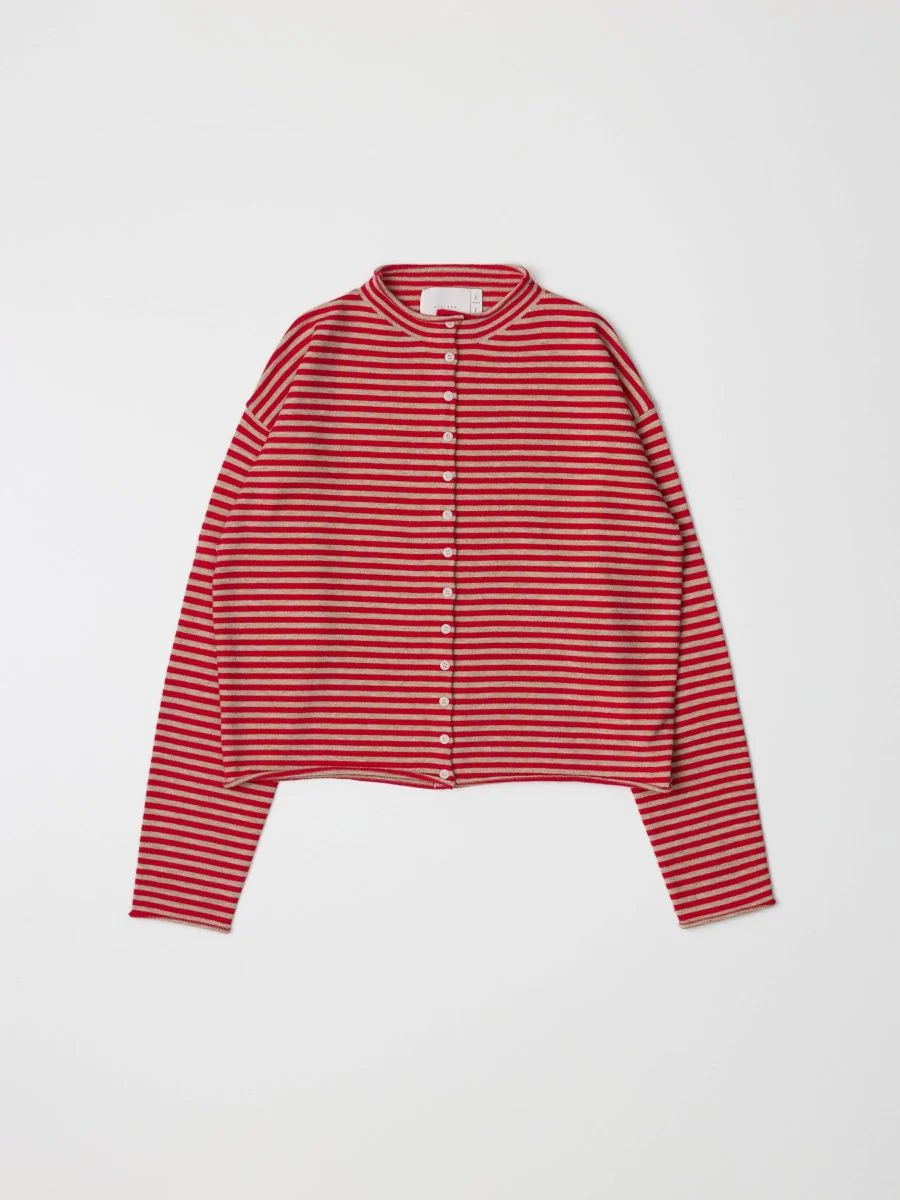 Cardigan Elisa Rayures Rouges et Beiges All Row - Image 5