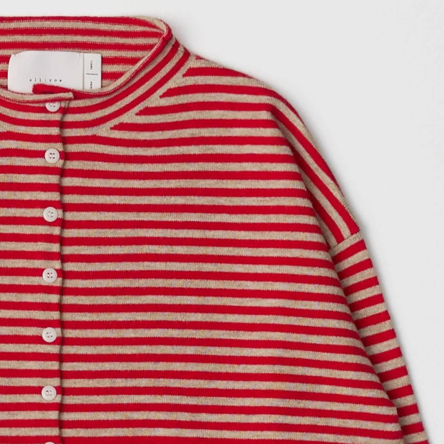 Cardigan Elisa Rayures Rouges et Beiges All Row - Image 7
