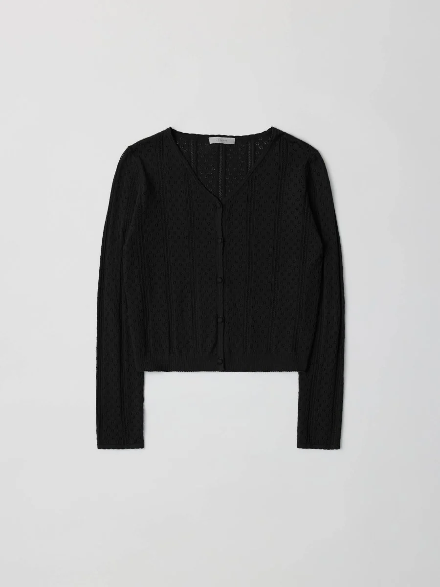 Cardigan Pointelle Faye All Row Noir SOLDE - Vente Finale - Image 6