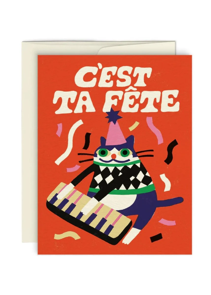 Carte de Souhaits Chat Festif Paperole