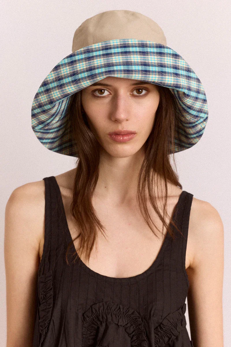 Chapeau Réversible Tomboy Check & Stone Damson Madder - Image 2