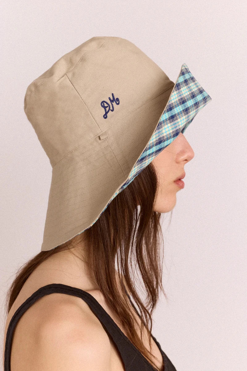 Chapeau Réversible Tomboy Check & Stone Damson Madder - Image 3