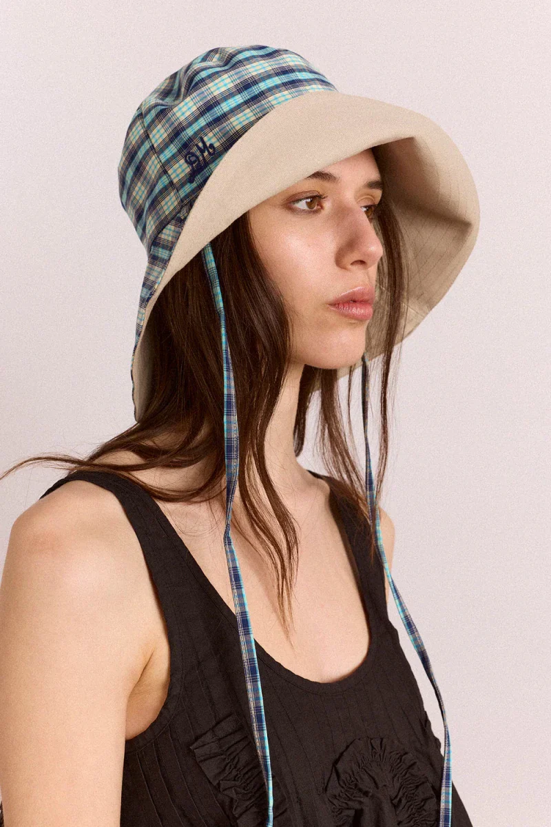 Chapeau Réversible Tomboy Check & Stone Damson Madder - Image 4
