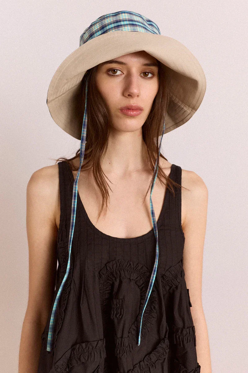 Chapeau Réversible Tomboy Check & Stone Damson Madder - Image 7
