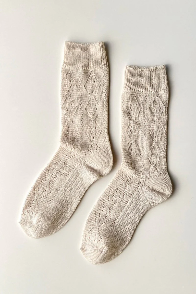 Chaussette Pointelle Eyelet Crème Le Bon Shoppe