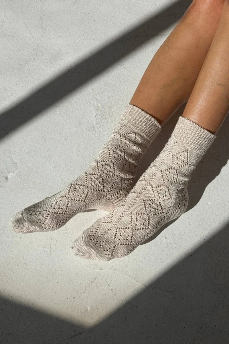 Chaussette Pointelle Eyelet Crème Le Bon Shoppe - Image 5