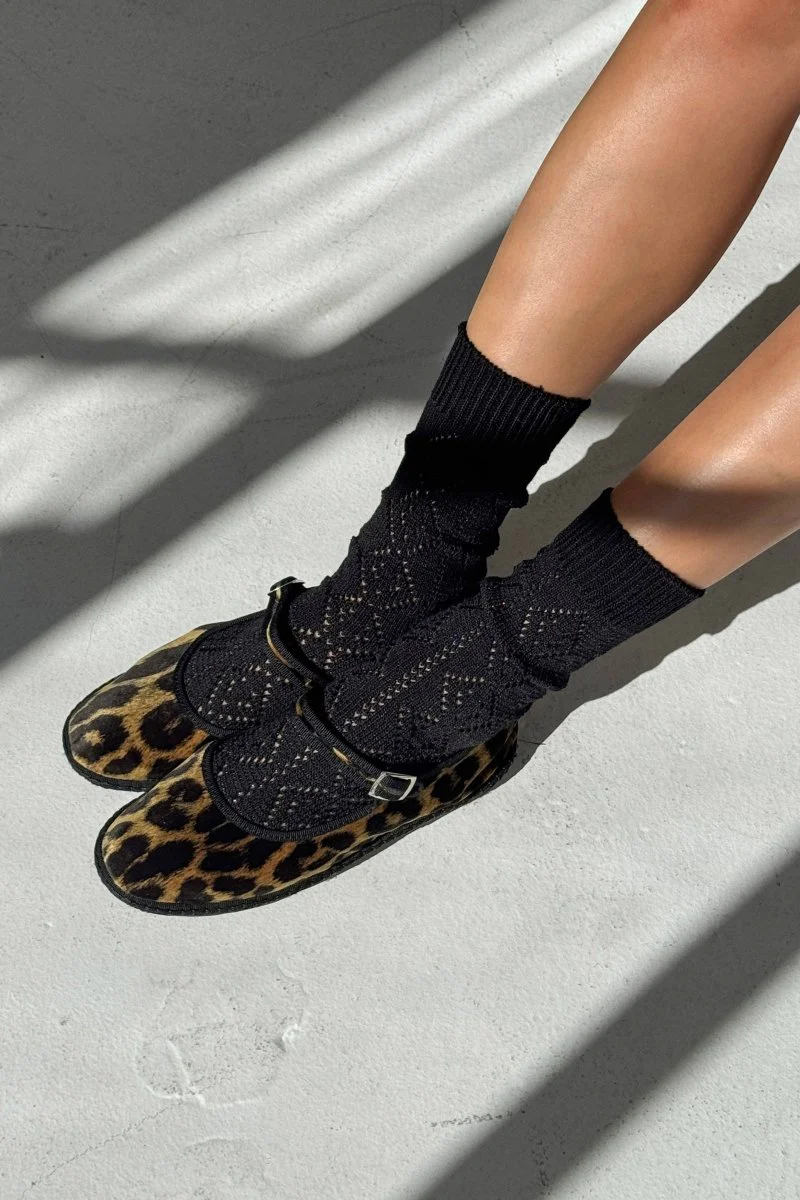 Chaussette Pointelle Eyelet Noire Le Bon Shoppe - Image 3