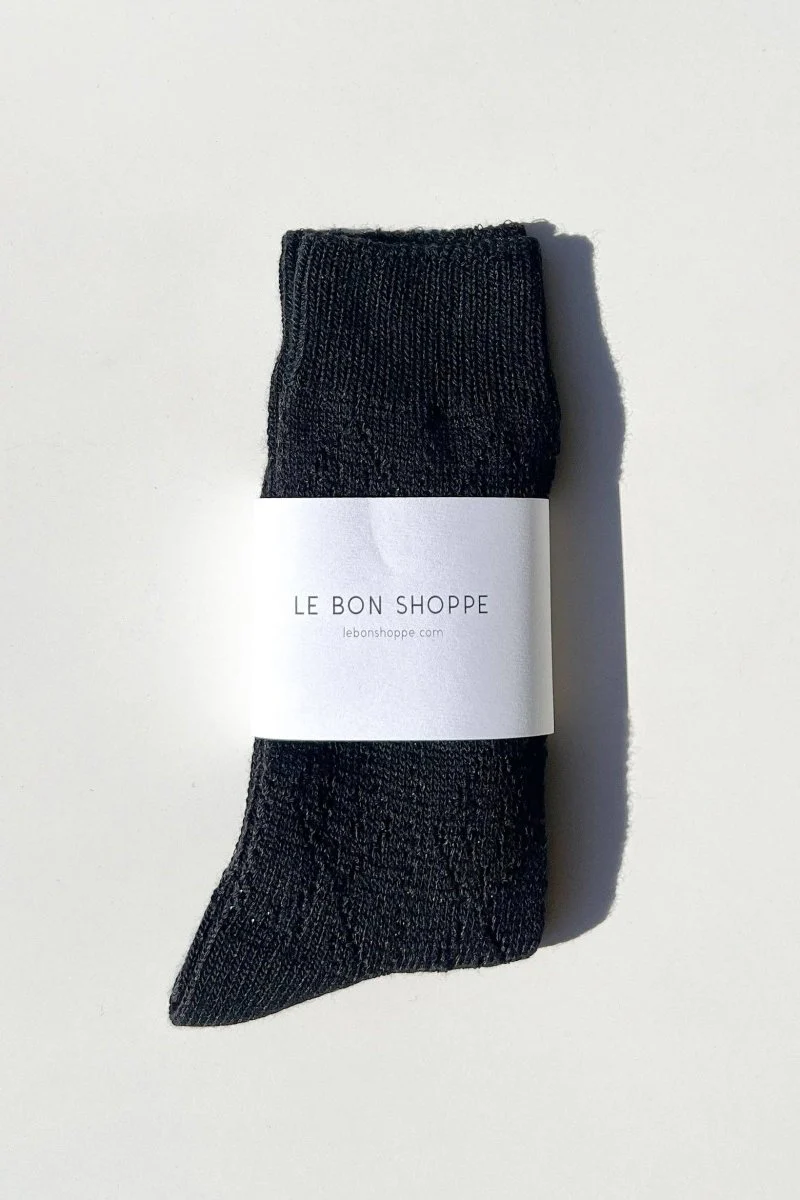 Chaussette Pointelle Eyelet Noire Le Bon Shoppe - Image 5