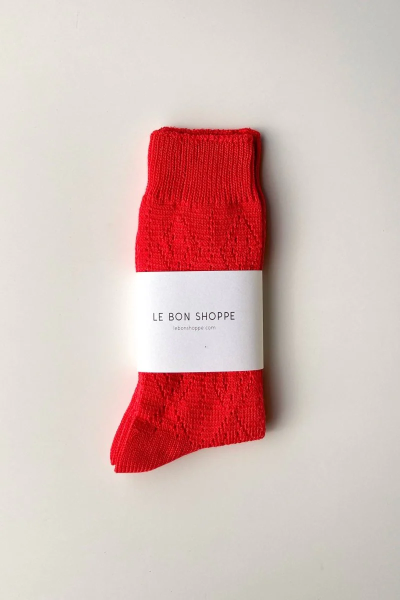 Chaussette Pointelle Eyelet Rouge Le Bon Shoppe - Image 5