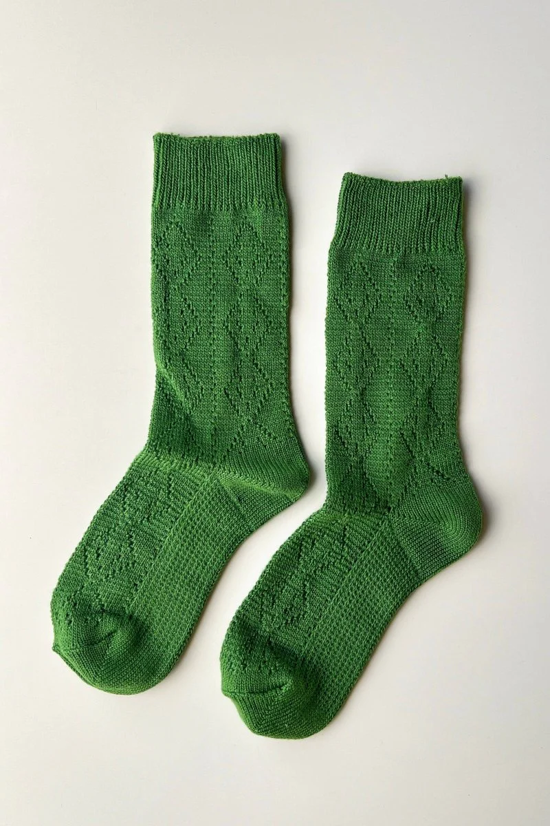 Chaussette Pointelle Eyelet Verte Le Bon Shoppe
