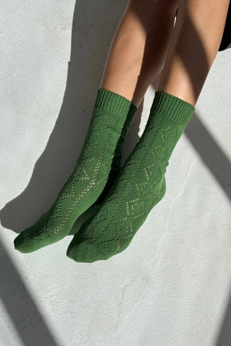 Chaussette Pointelle Eyelet Verte Le Bon Shoppe - Image 3