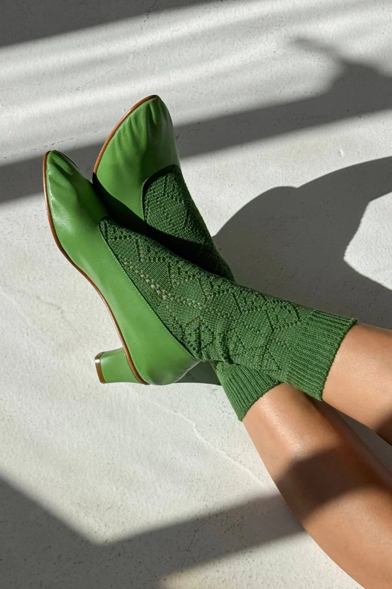 Chaussette Pointelle Eyelet Verte Le Bon Shoppe - Image 4
