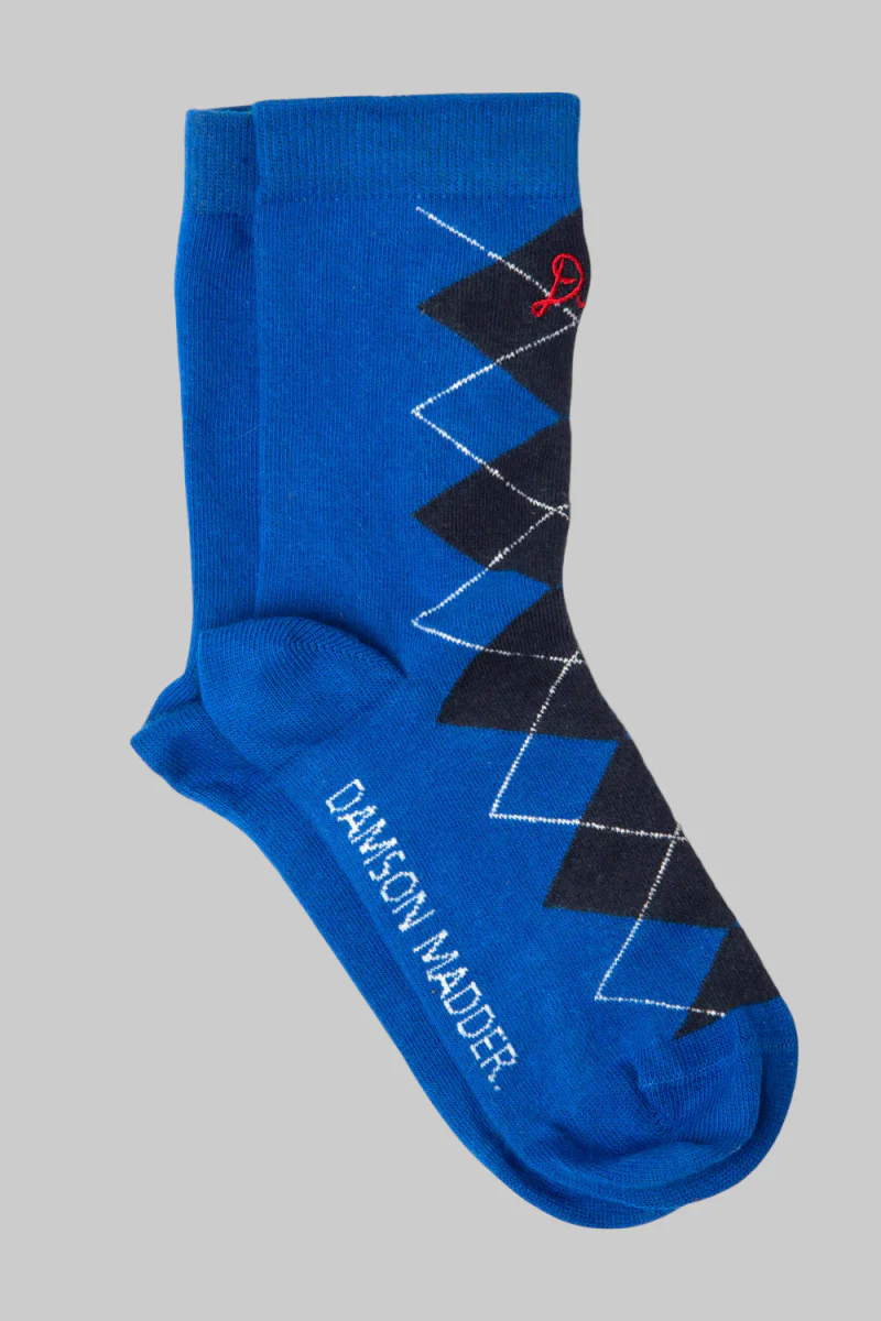 Chaussettes Argyle Damson Madder Bleu et Gris