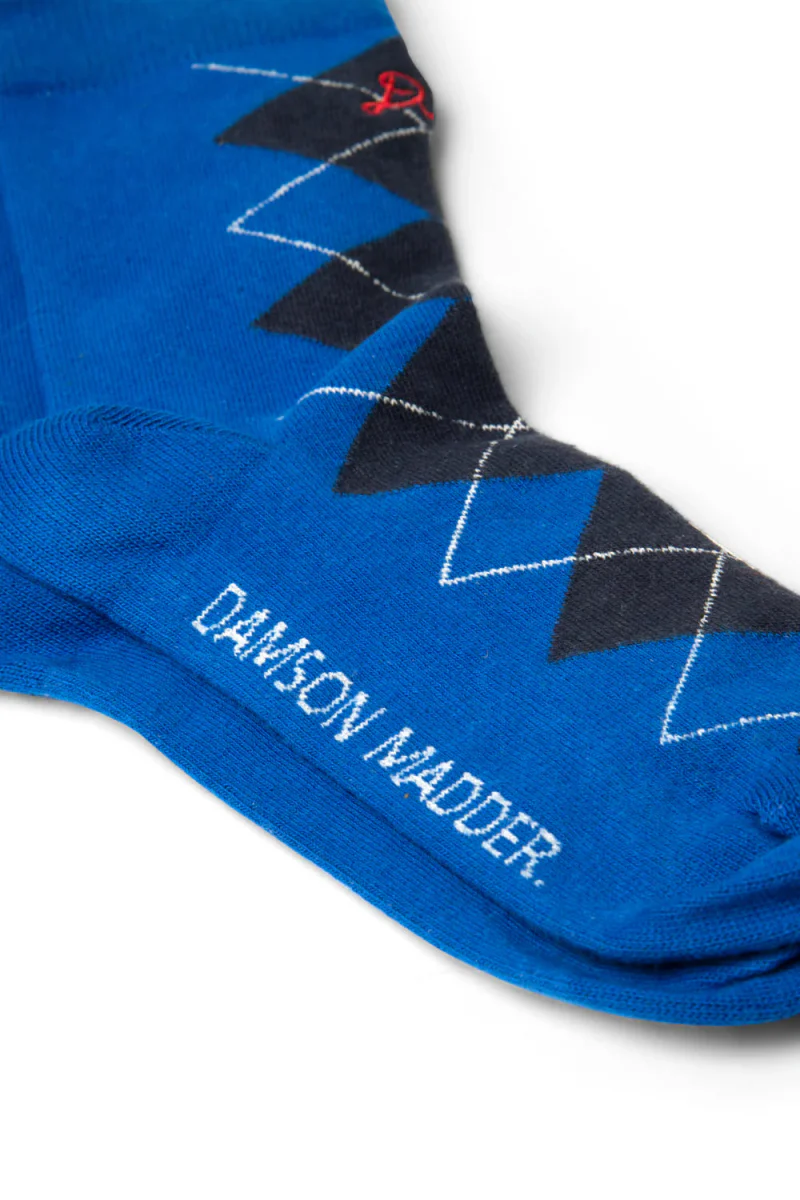 Chaussettes Argyle Damson Madder Bleu et Gris - Image 3