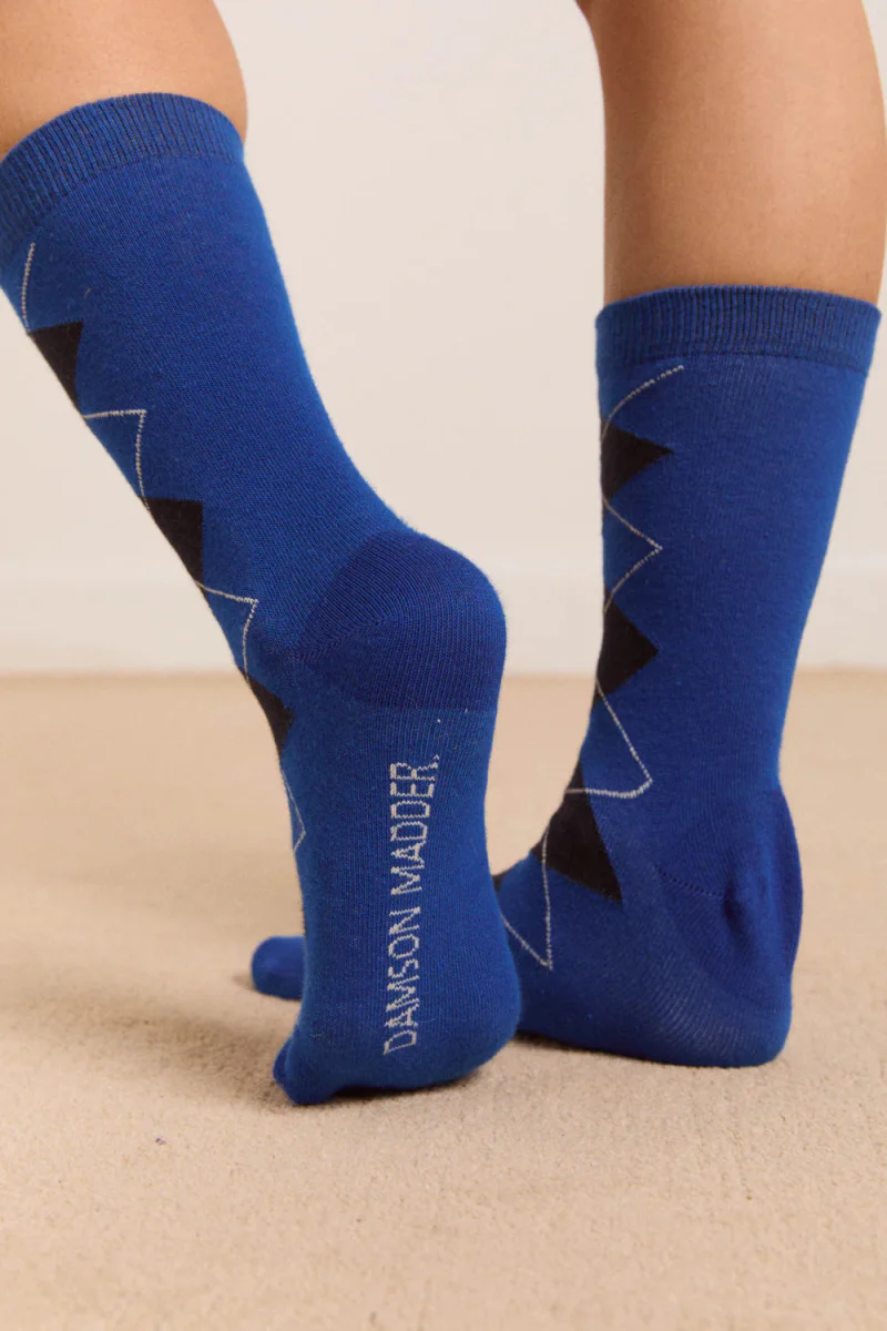 Chaussettes Argyle Damson Madder Bleu et Gris - Image 6