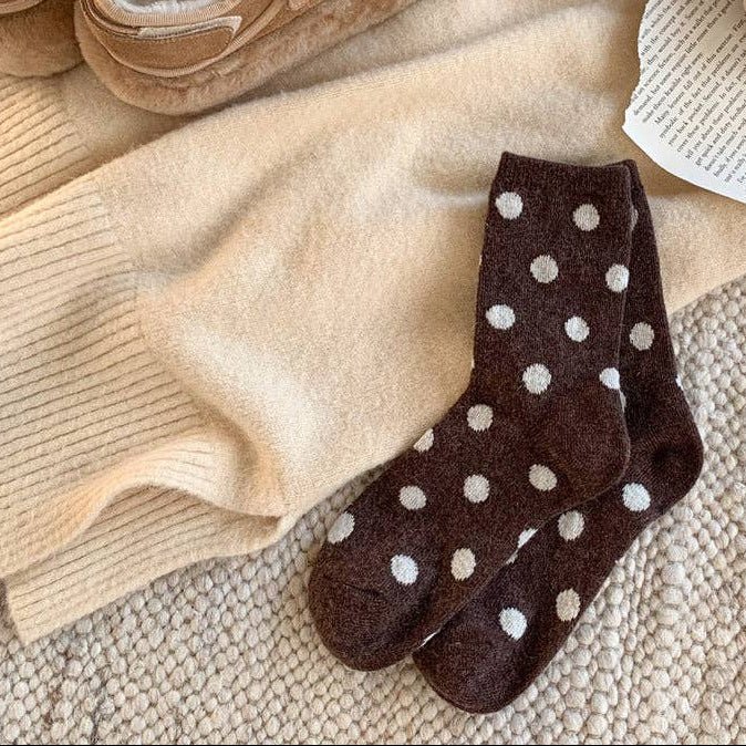 Chaussettes Brunes à Pois Dipped Shop
