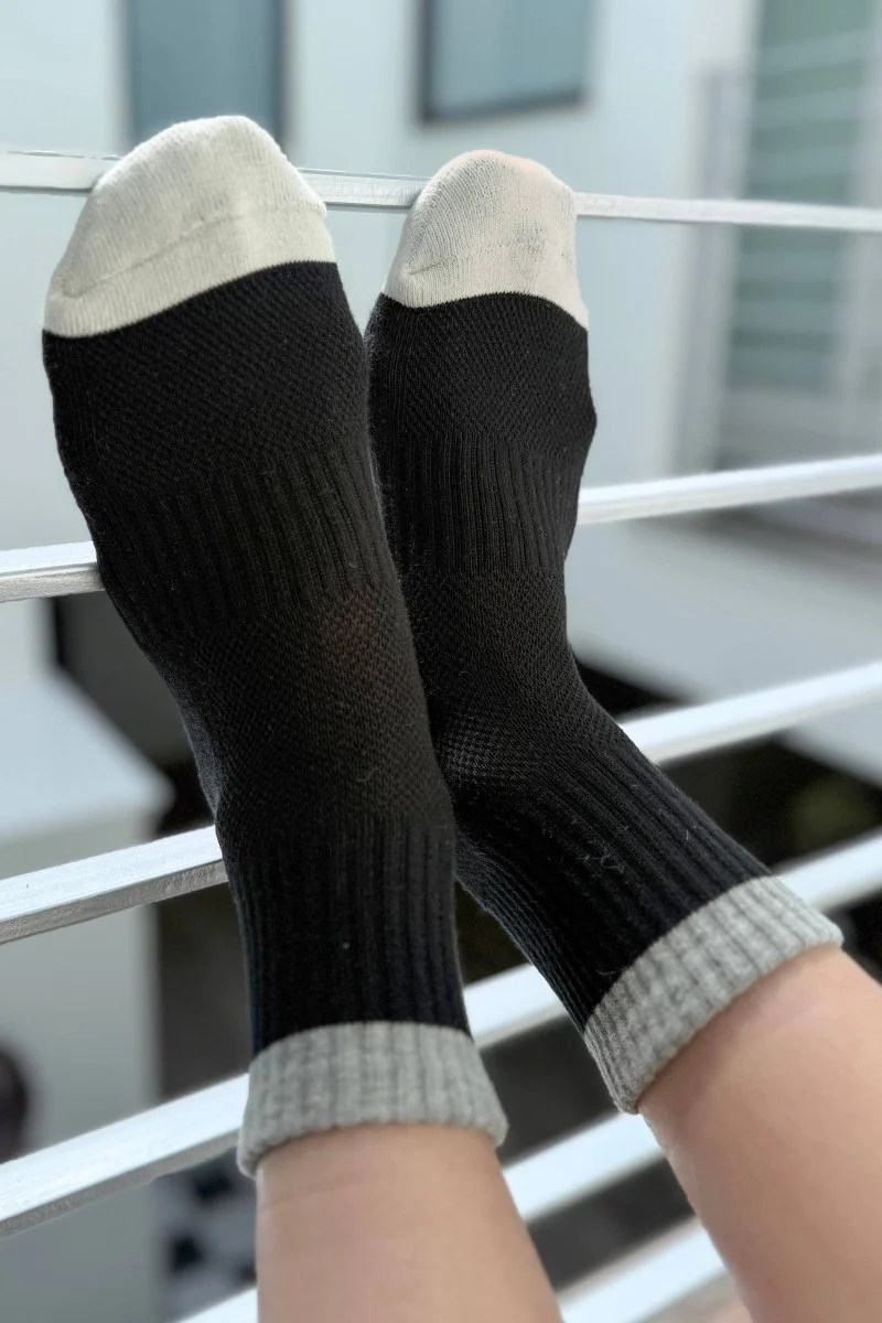 Chaussettes Color Block Girlfriend Noir et Gris Le Bon Shoppe - Image 2