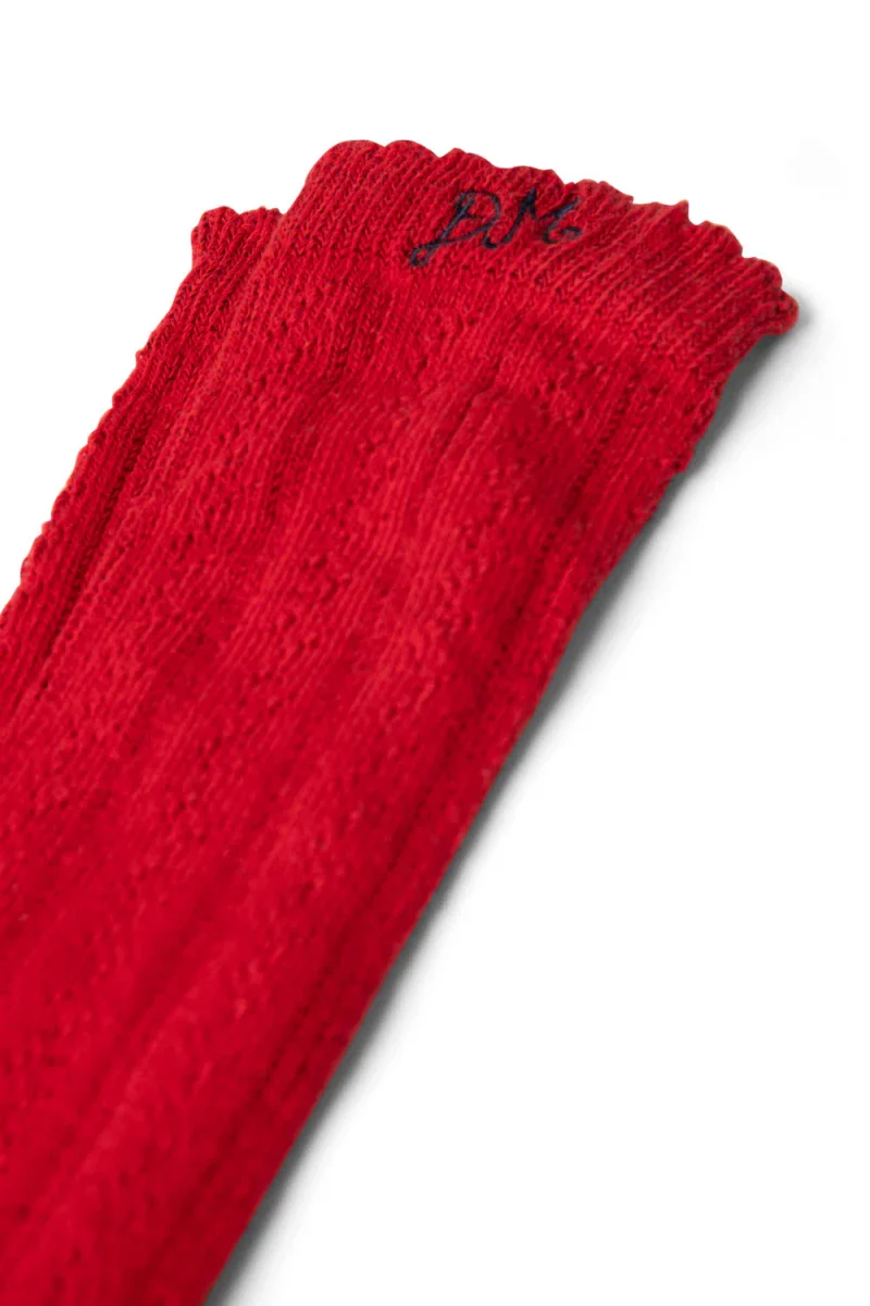 Chaussettes Genoux Pointelle Rouge Damson Madder