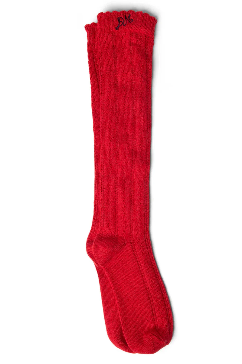 Chaussettes Genoux Pointelle Rouge Damson Madder - Image 2