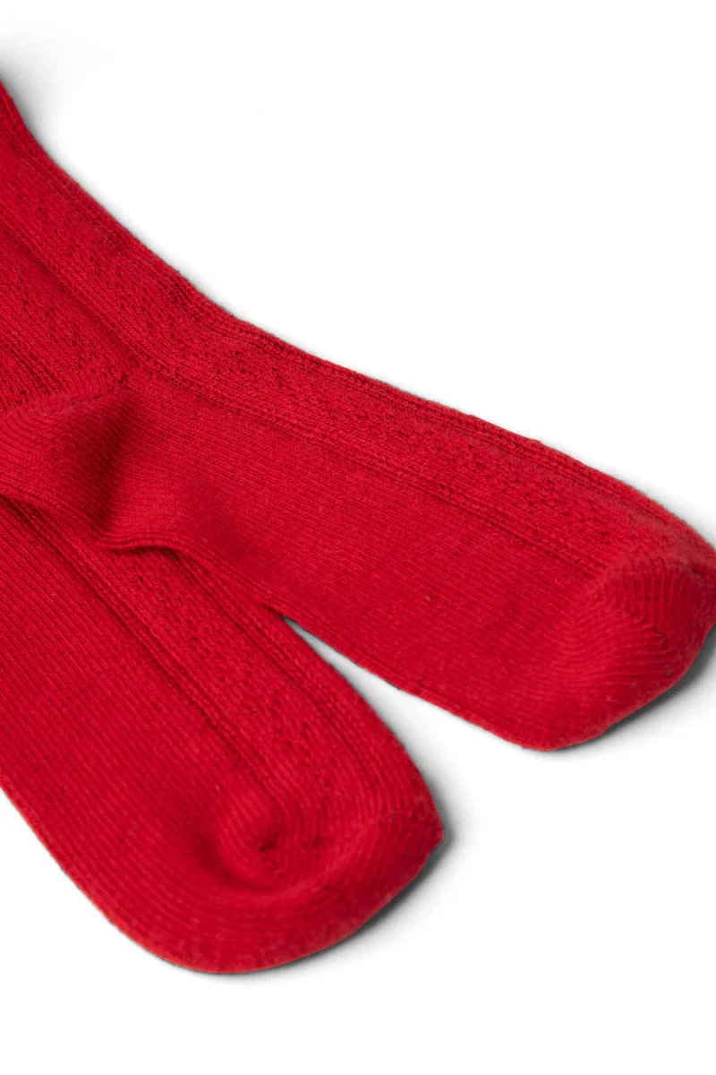 Chaussettes Genoux Pointelle Rouge Damson Madder - Image 3