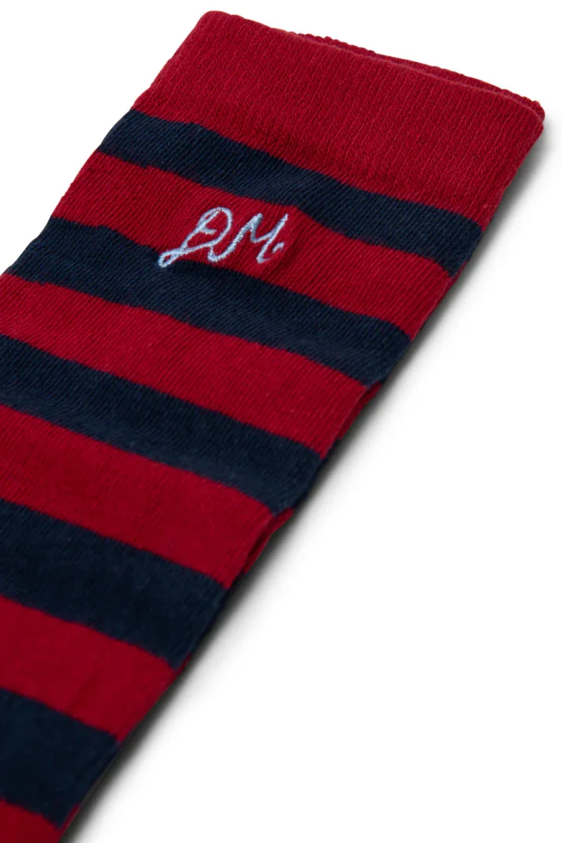 Chaussettes Genoux Rayures Rouges et Marines Damson Madder - Image 2